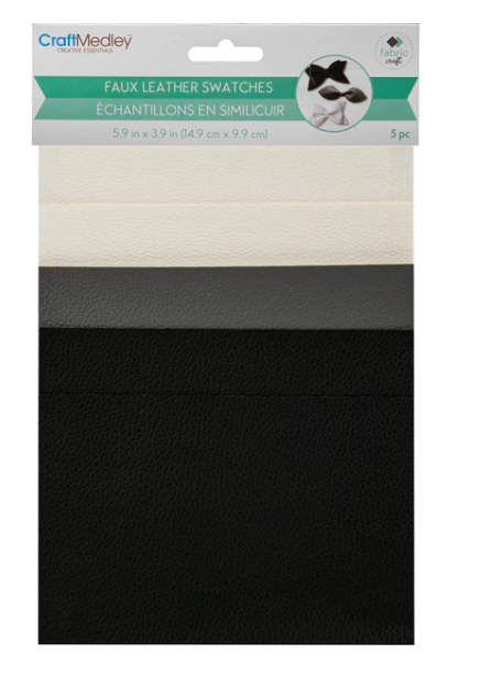 CRAFT FABRIC FAUX LEATHER 6X4 5PC ASSORTED COLOR