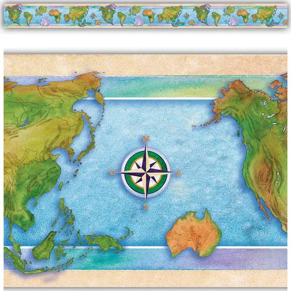 STRAIGHT  BORDERS WORLD CONTINENTS - 3"X35&