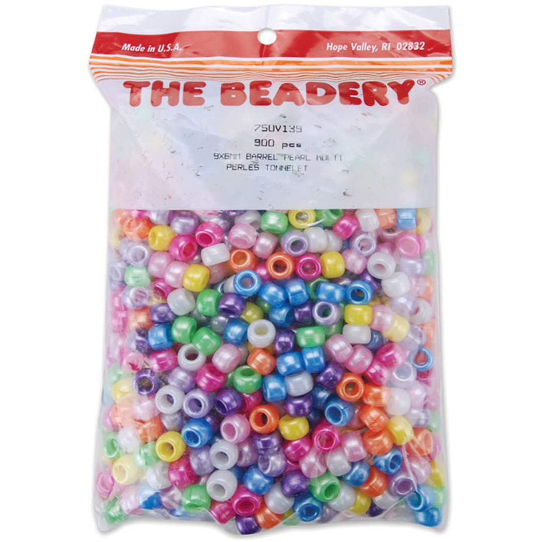 PONY BEADS: PEARL MULTI COLOR 6mmX9mm  900 Pack