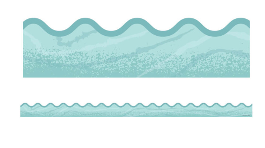 SCALLOPED BORDER BLUE WOODGRAIN 3"X 2.25 "