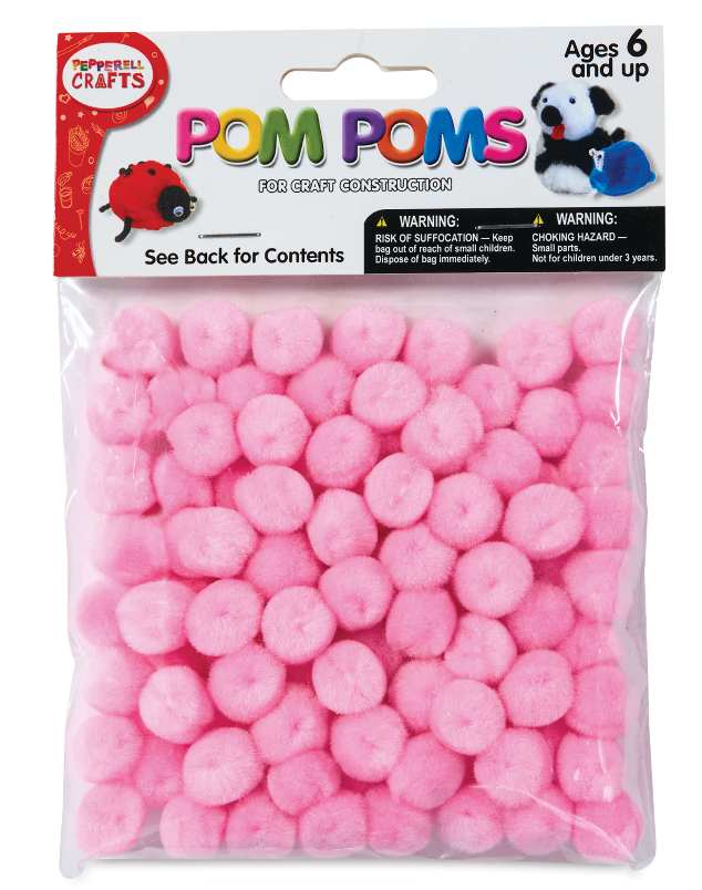 POM POMS: 1/2" LIGHT PINK 100 PACK - Creative Kids