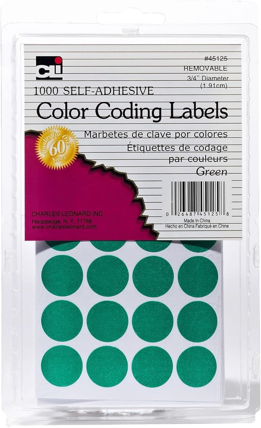 COLOR CODING STICKER   ¾" ROUND GREEN - 1000 PACK