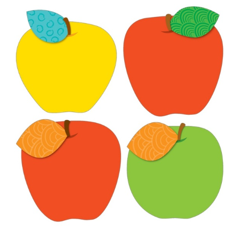 CUT-OUTS: APPLE ASSORTED COLORS  6" 36 PACK