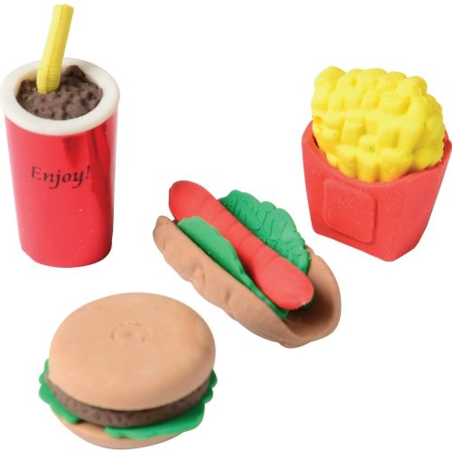 ERASERS  3D JUNK FOOD Pckg/12 - Creative Kids