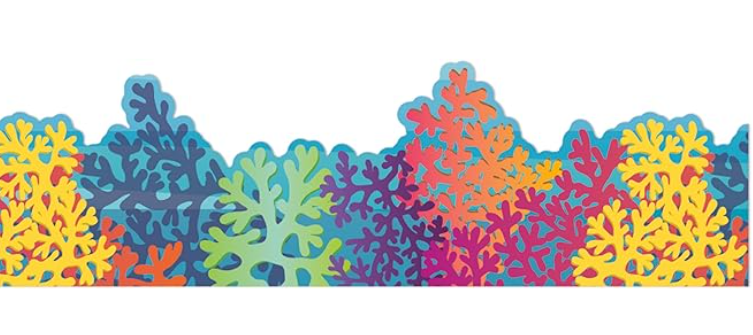 EXTRA WIDE  SCALLOPED BORDER CORAL REEF 3 1/4"X37&