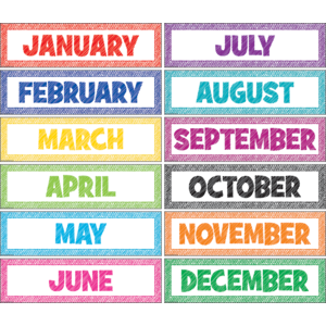 CALENDAR MONTHLY HEADERS: SCRIBBLES 5"X18"