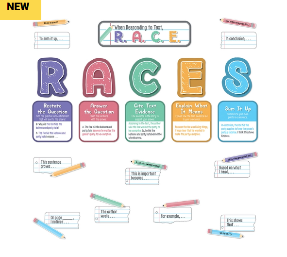 MINI BULLETIN BOARD SET:  RACES WRITING STRATEGIES - Creative Kids