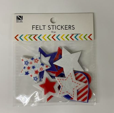 ADHESIVE -  FELT PATRIOTIC SHAPES 10pcs (stickers )
