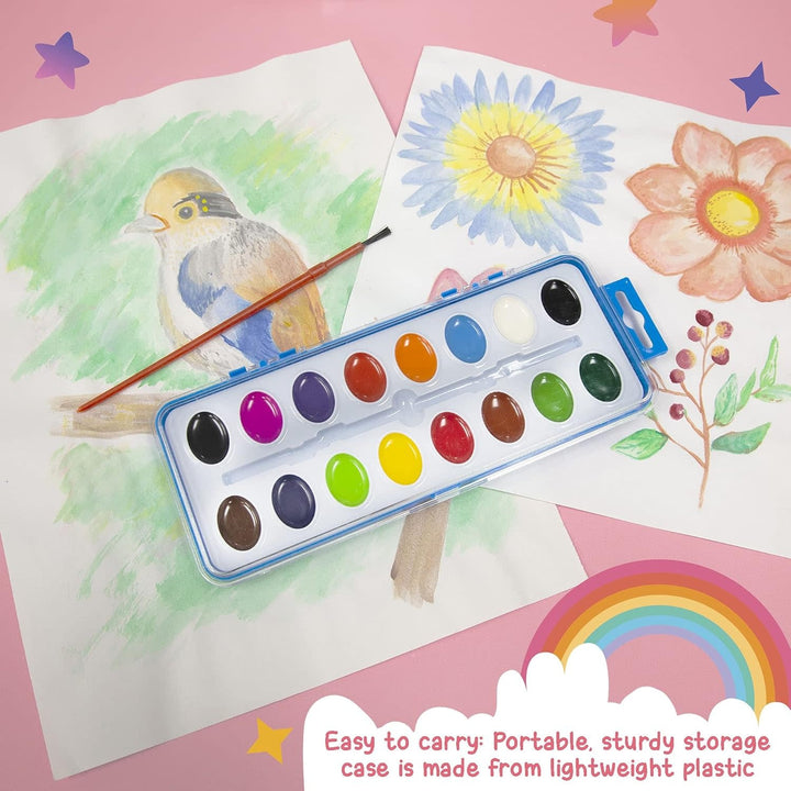PAINT -  WATERCOLOR WASHABLE  16 COLORS PAN SET WITH BRUSH
