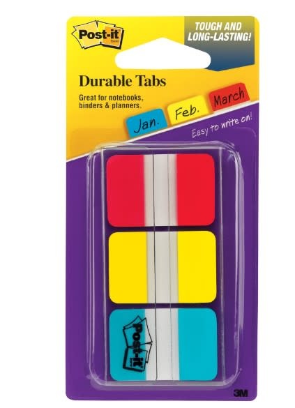 POST-IT DURABLE TABS 1"X1.5" - 66 PACK