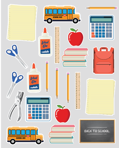 STICKER SCHOOL TOOLS - 6 SHEETS