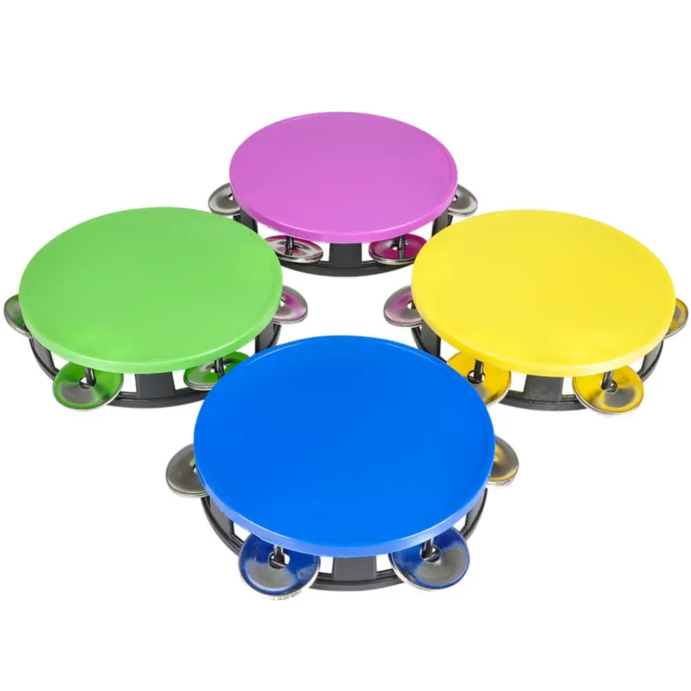 NEON TAMBOURINE PLASTIC 5½" 12 PACK - Creative Kids