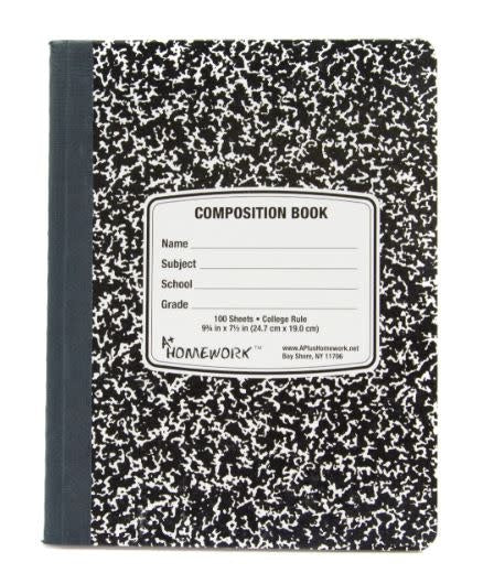 BLACK AND WHITE  COMPOSITION BOOK COLLEGE RULED  100 SHEETS