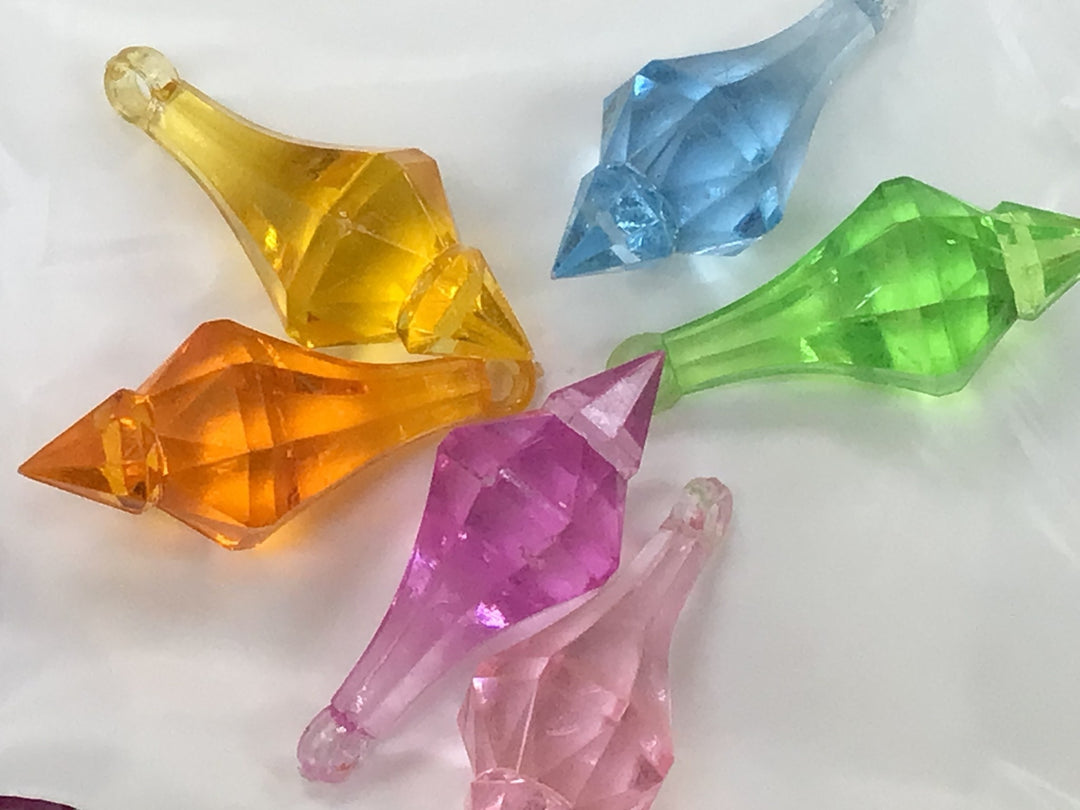 BEADS: ACRYLIC CRYSTALS ASSORTED COLORS 1/3"X4"X5/8" - 1/4 LB BAG