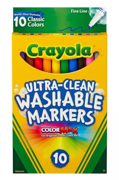 CRAYOLA MARKERS WASHABLE  CLASSIC COLORS FINE LINE 10 PACK