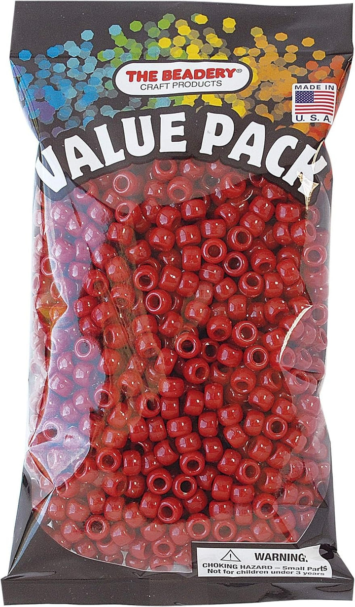 PONY BEADS: OPAQUE  RED 6mmX9mm 900 PACK