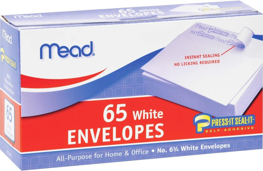 MEAD ENVELOPES: PRESS &amp; SEAL  3-5/8"x6.5" - 65 PACK  