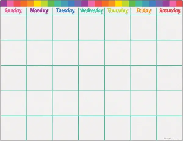 WIPE OFF CALENDER: COLORFUL 17"X22"