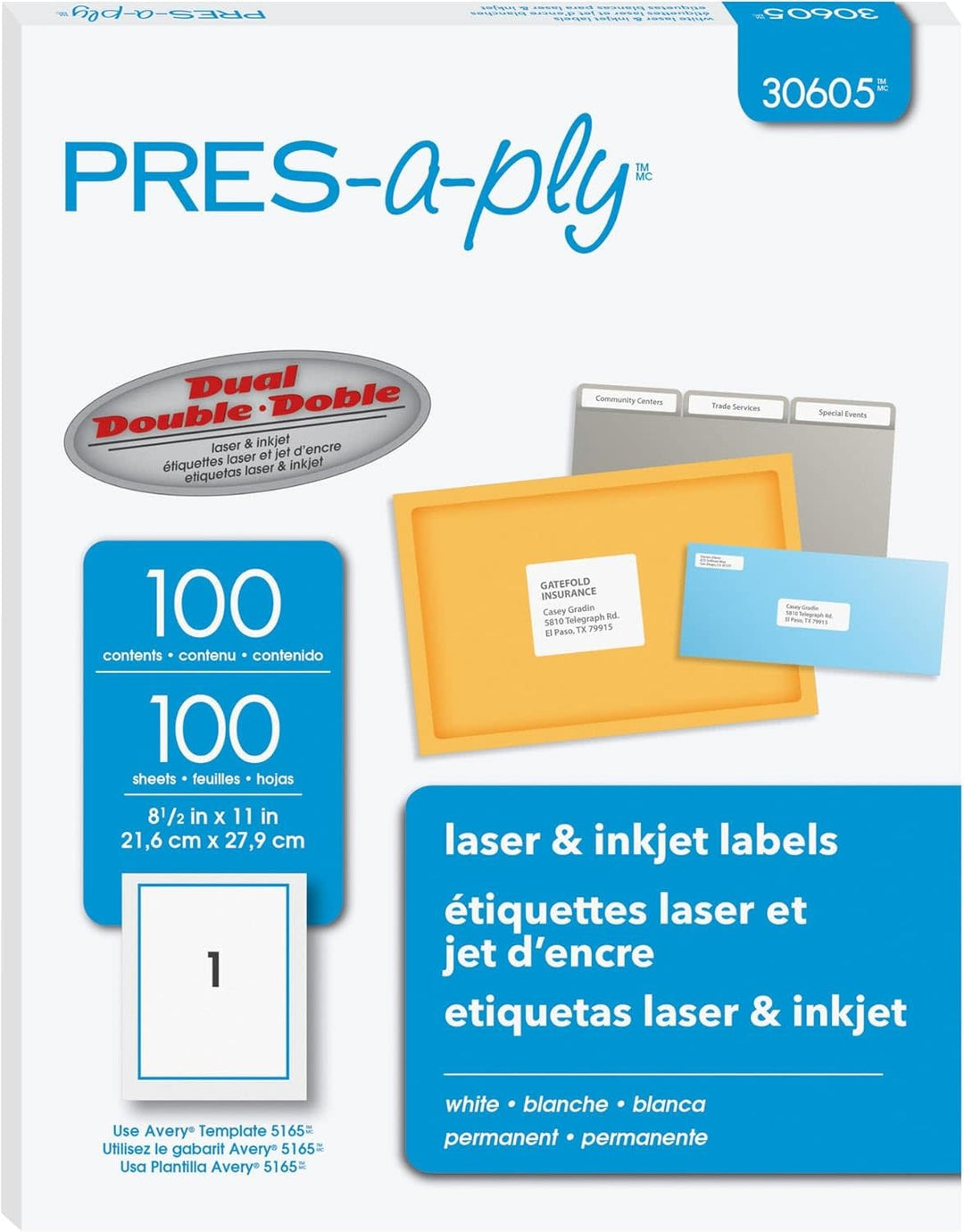 WHITE MAILING LABELS: FULL SHEET - 8.5"X11"  - 100 SHEETS - Creative Kids