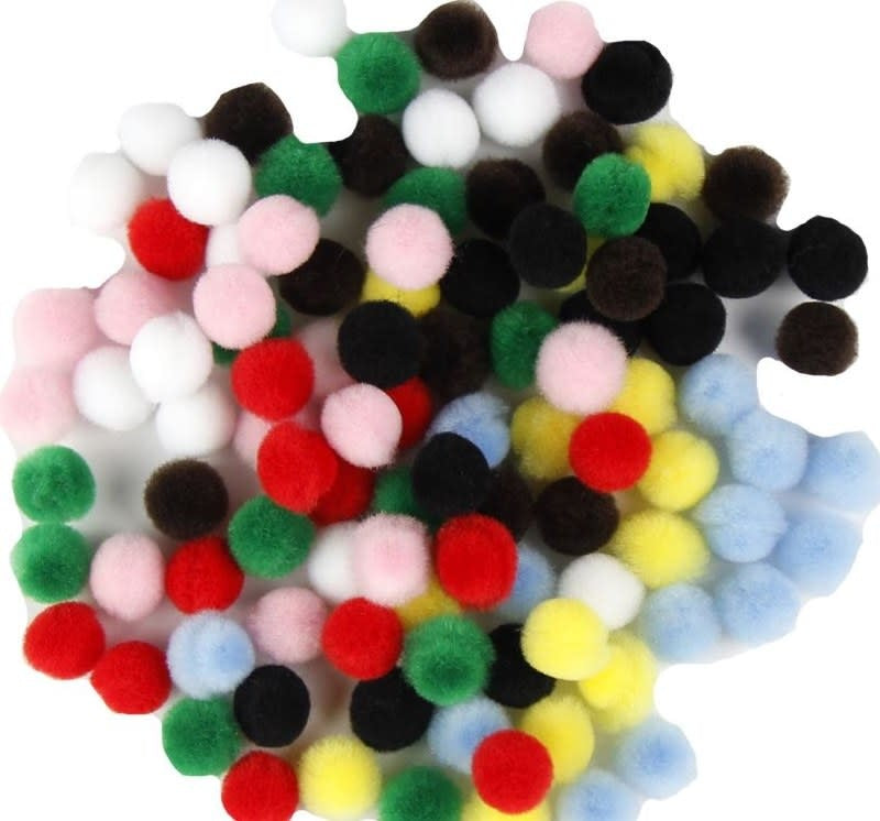POM POMS: 1/2" ASSORTED COLORS 100 PACK
