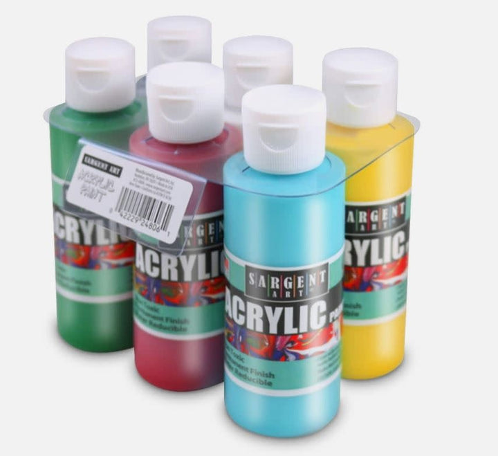 SARGENT ART ACRYLIC PAINT SET:  4OZ BOTTLES 6 PACK