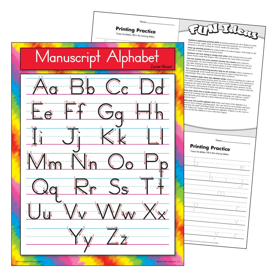 CHARTLET: MANUSCRIPT ALPHABET 17"X22"