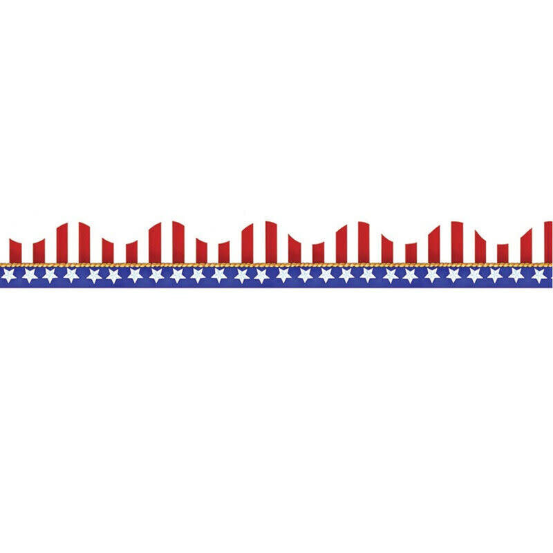 SCALLOPED BORDER PATRIOTIC AMERICAN FLAG 2.25"x37&