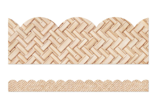 SCALLOPED  BORDERS WOVEN BAMBOO 2.25"X39&