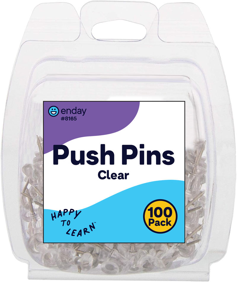 PUSH PINS - CLEAR 100 PACK