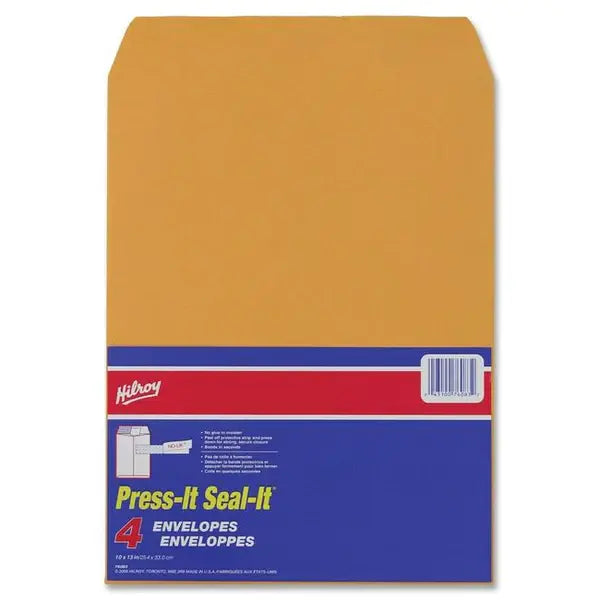 MANILA ENVELOPE 10"x13" PRESS &amp; SEAL - 4 PACK