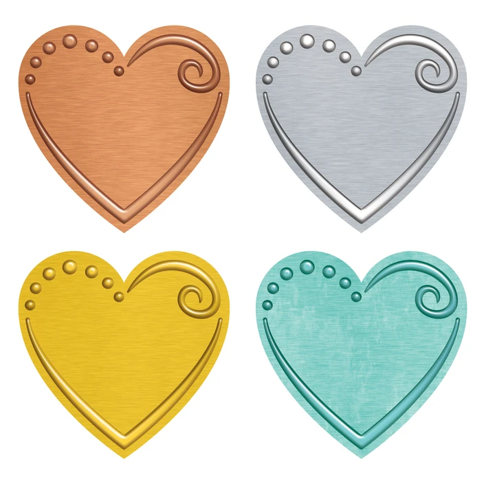MINI CUT OUTS : METAL HEARTS 36pc