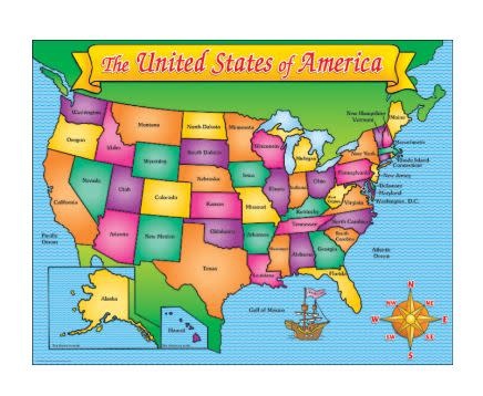 WIPE OFF CHART: UNITED STATES  MAP 17"X22" - Creative Kids
