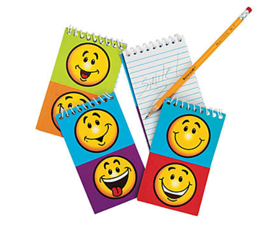 NOTEPAD: SMILE FACE SPIRAL 5" 30 PAGES - 12 PACK