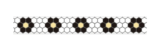STRAIGHT BORDER: HIVE FLORAL MOSAIC - 2 1/4"X37&
