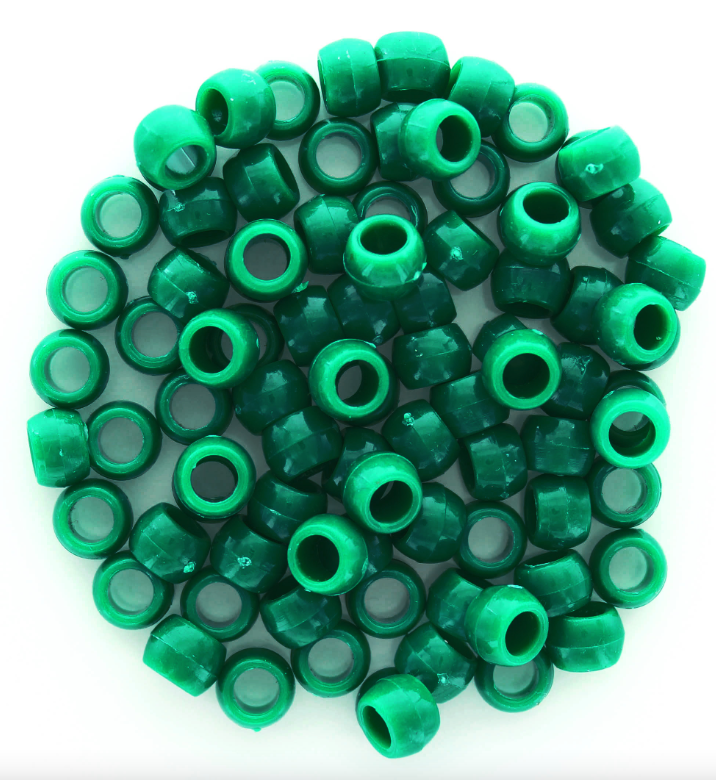 PONY BEADS: OPAQUE GREEN 6mmX9mm 750 PACK