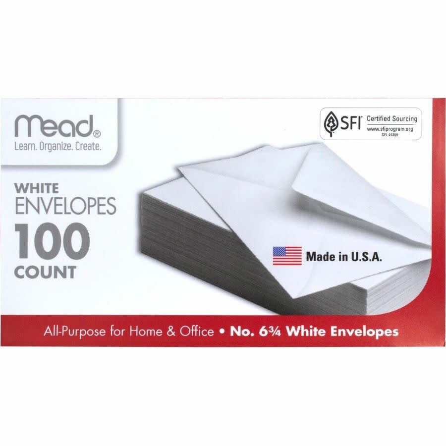 MEAD ENVELOPES:  3-5/8"x6.5" - 100 PACK 