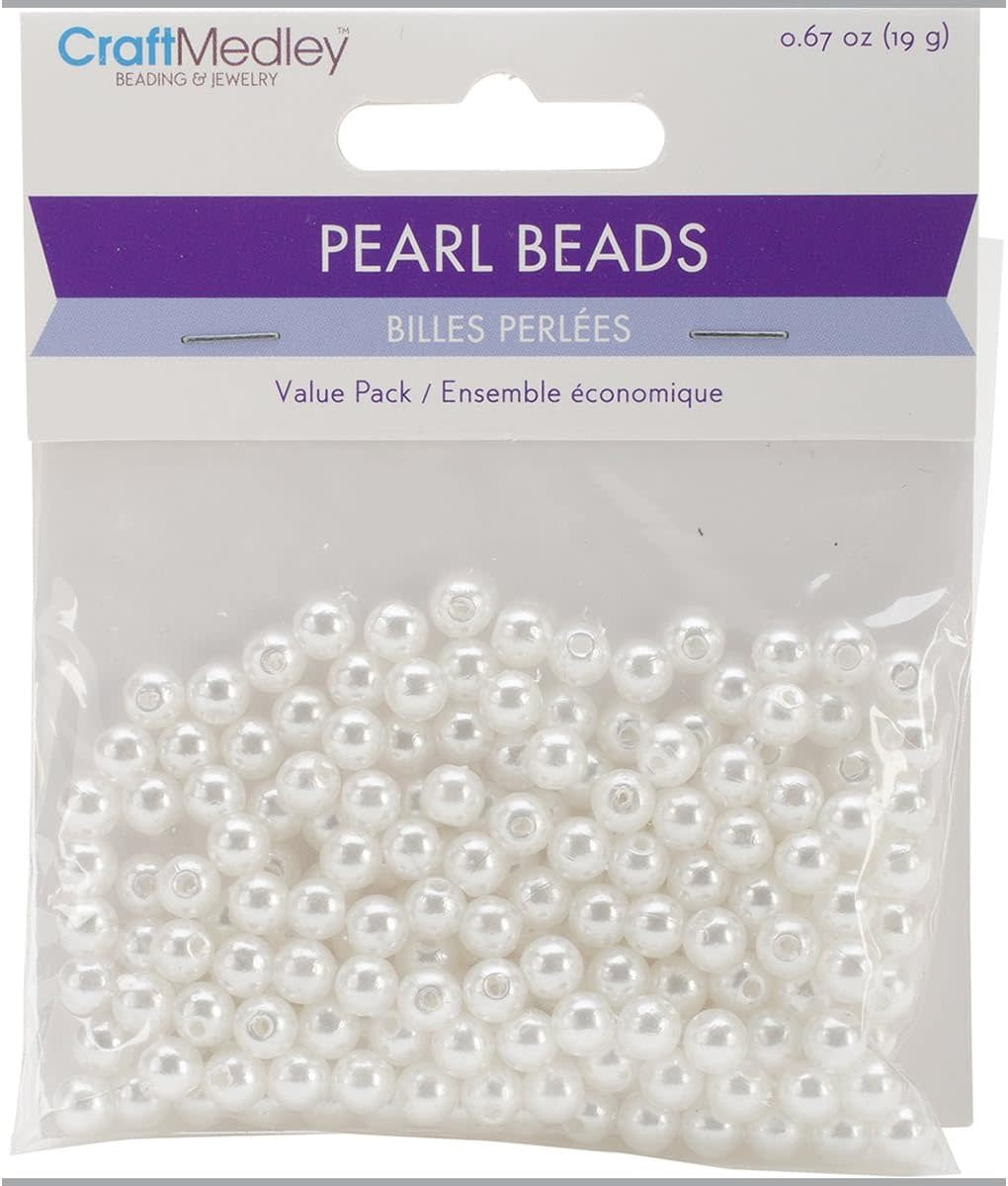 PEARL BEADS: 6MM WHITE 200 PACK - Creative Kids