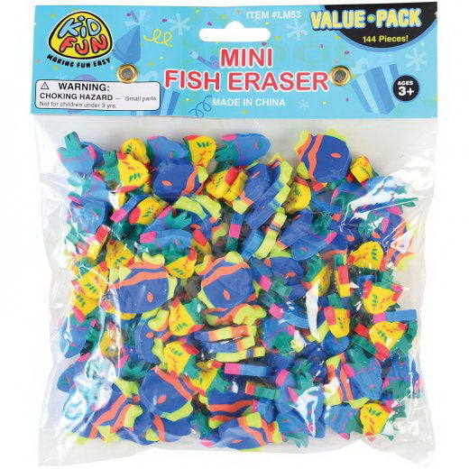 ERASER: MINI ERASER FISH 144 PACK - Creative Kids