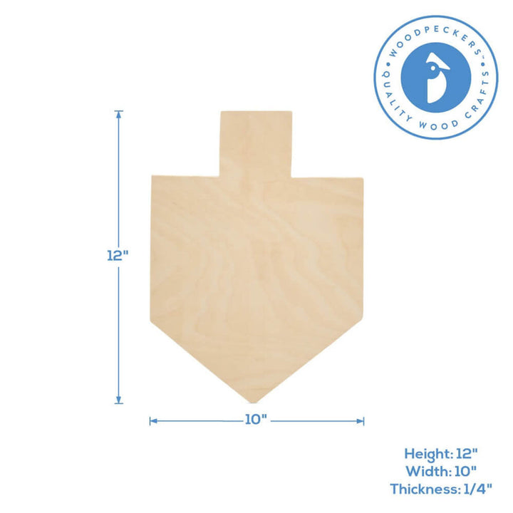 WOOD SHAPE: LARGE FLAT DREIDEL 12"x1/4"