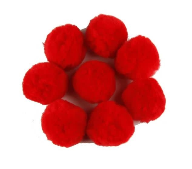 POM POMS: 2" RED 8 PACK