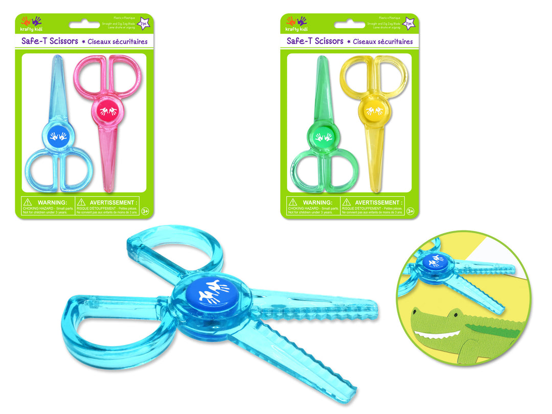 PLASTIC KIDS  SAFE SCISSORS - 4.5"+5" - 2 PACK