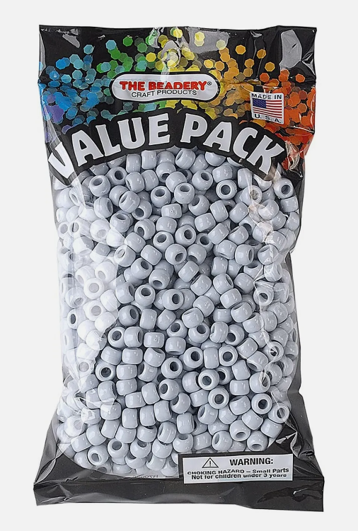 PONY BEADS: OPAQUE GRAY 6mmX9mm 900 PACK