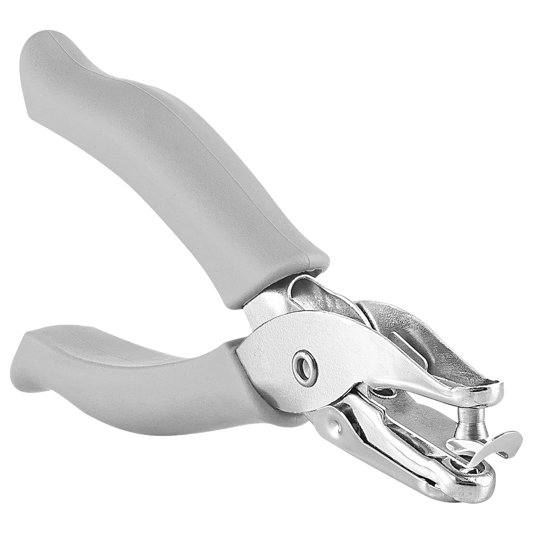 SINGLE HOLE PAPER PUNCH WITH CUSHION GRIP - GRAY - Creative Kids