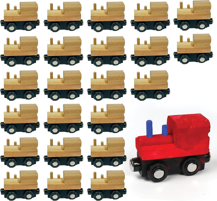 WOOD MAGNETIC TRAIN SET - 24 PACK