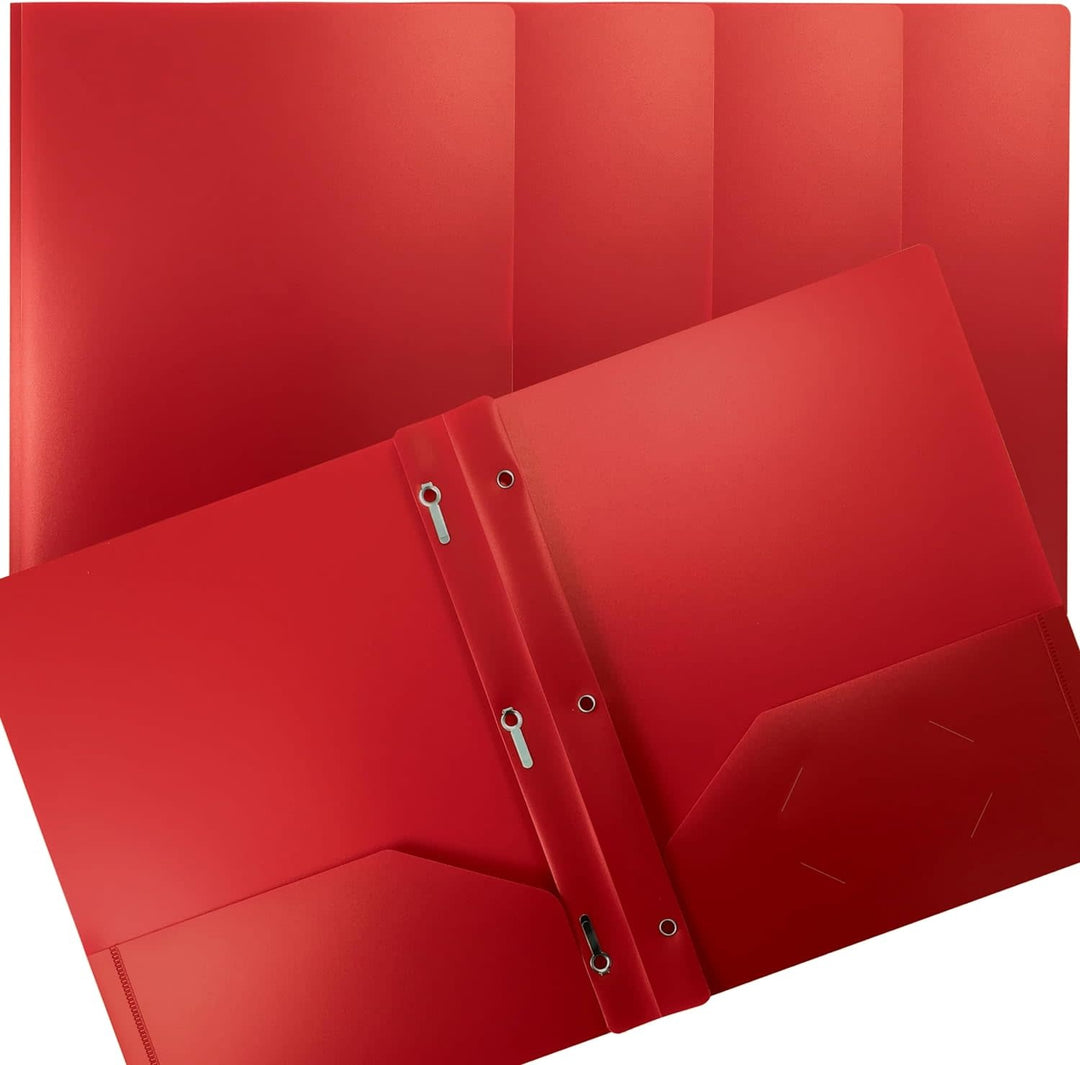 POLY FOLDER: 3 PRONG WITH VIEW - 2 POCKET - RED - Creative Kids