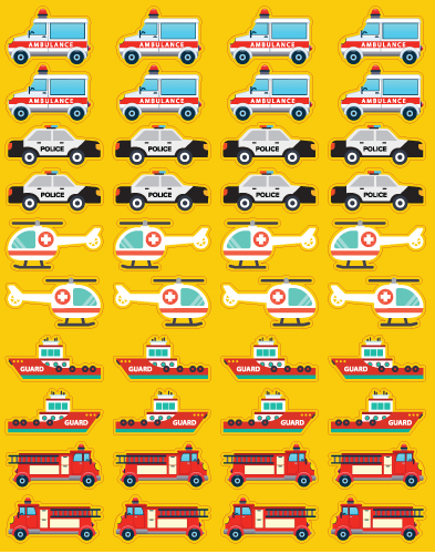 STICKER: DIE CUT RESCUE VEHICLES 6 SHEETS