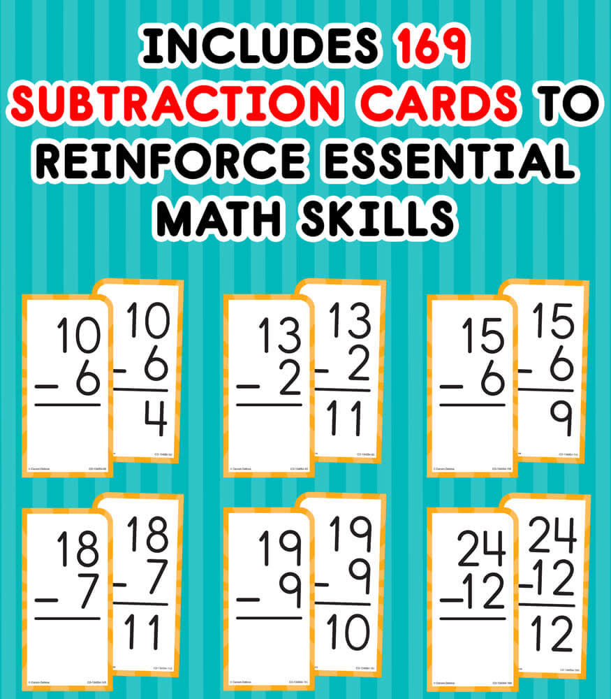 FLASH CARDS: SUBTRACTION ALL FACTS THROUGH 12 - 169 CARDS