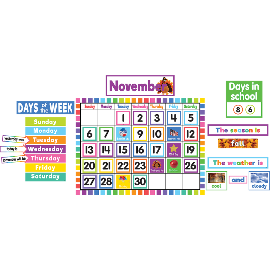 BULLETIN BOARD SET: COLORFUL CALENDAR - Creative Kids