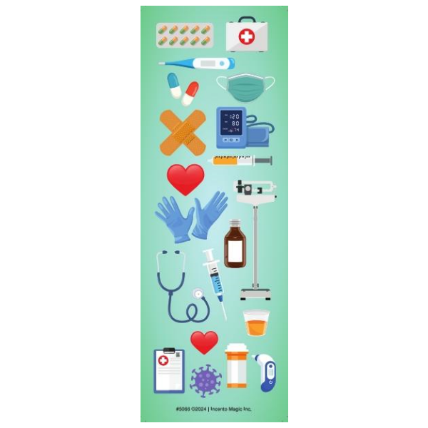 STICKERS - DIE-CUT HEALTH THEMED - 20 STICKERS PER SHEET - 6 SHEETS