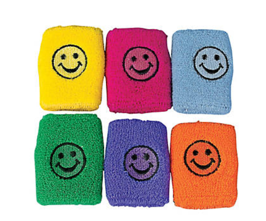 WRIST BAND SMILE FACE 12/PCKG